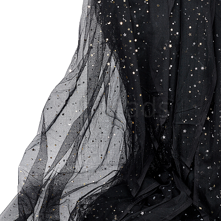 5 Yards Star Moon Polyester Mesh Fabric DIY-WH0899-684A-1