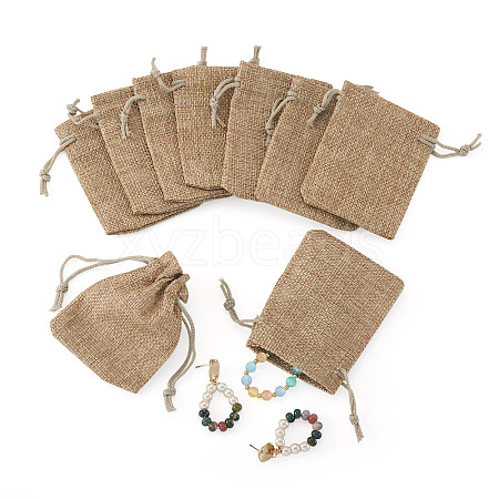 20Pcs Rectangle Polyester Imitation Burlap Packing Pouches Drawstring Bags ABAG-TA0001-95B-1
