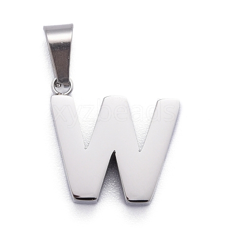 Non-Tarnish 304 Stainless Steel Letter Pendants STAS-H127-W-P-1