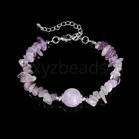 Natural Amethyst Chips Beaded Bracelets PW-WGA4343-01-1