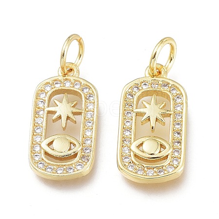 Brass Micro Pave Clear Cubic Zirconia Charms ZIRC-L076-053G-1