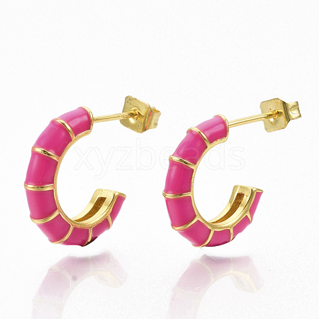 Brass Stud Earrings EJEW-S209-10D-1