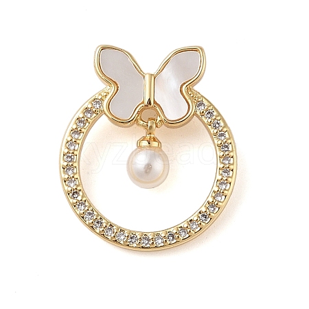 Brass Micro Pave Clear Cubic Zirconia Pendants KK-I712-20G-1