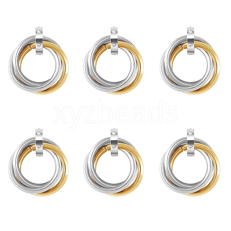 201 Stainless Steel Interlocking Ring Pendants STAS-SZ0002-61B-1