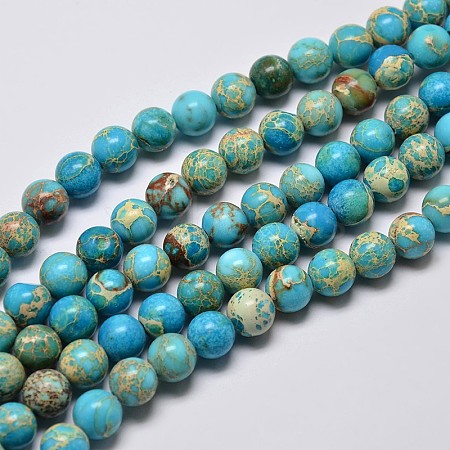 Natural Imperial Jasper Beads Strands X-G-I122-6mm-10-1