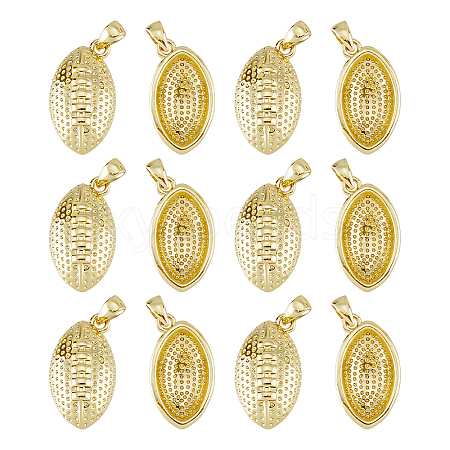 12Pcs Rugby Rack Plating Brass Pendants KK-HS0002-05-1
