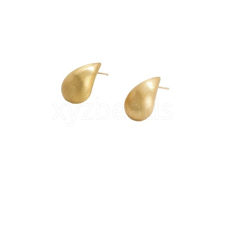 Matte French Romantic Brass Teardrop Stud Earrings PO4926-1