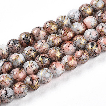 Baking Paint Glass Beads Strands DGLA-N003-8mm-B05-1