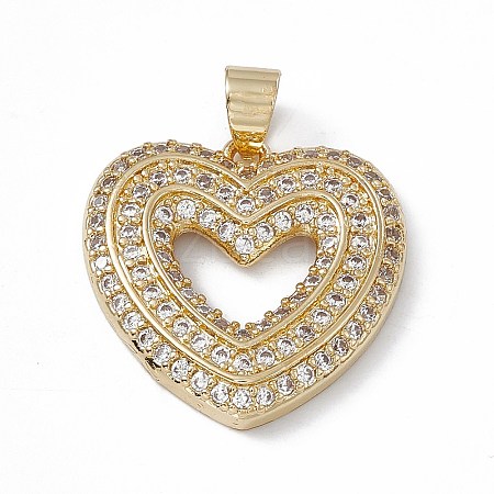 Rack Plating Brass Micro Pave Cubic Zirconia Pendants KK-G451-04G-1