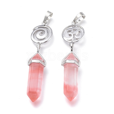 Cherry Quartz Glass Pointed Big Pendants G-D0021-01P-20-1