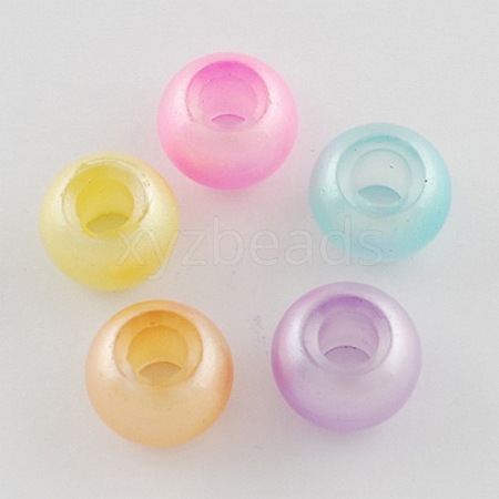 Spray Painted Glass Large Hole Beads X-DGLA-R014-8mm-M-1