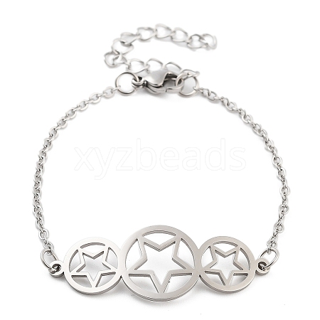 Non-Tarnish Stainless Steel Cable Chain Link Bracelets for Women Men STAS-Z061-01P-08-1