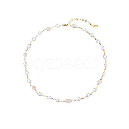 Stainless Steel Link Chain Necklaces for Women CU9392-2-1