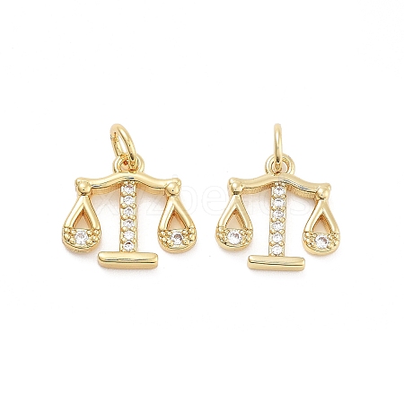 Balance Rack Plating Brass Micro Pave Cubic Zirconia Charms KK-G512-23G-1