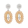 Cross Oval Glass Seed Bead Woven Stud Earrings EJEW-MZ00595-02-2
