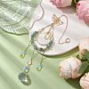Natural Green Aventurine Chip Wire Wrapped Brass Moon & Butterfly Pendant Decorations HJEW-TA00268-2