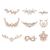 Sparkeads 18Pcs 9 Style Brass Micro Pave Clear Cubic Zirconia Links Connectors KK-SK0001-01-1