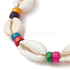 Natural Shell & Maple Wood Braided Bead Bracelet BJEW-TA00393-2