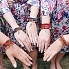 5Pcs 5 Style Wood & Glass Seed & Acrylic Beaded Stretch Bracelets Set with Baseball JB709E-6