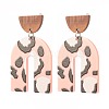 Resin & Walnut Wood Arch Dangle Earrings EJEW-JE04876-3