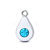 Platinum Plated Alloy Glass Rhinestone Charms PALLOY-TAC0015-01C-1