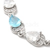 Glass Teardrop with Cubic Zirconia Link Chain Bracelet BJEW-M296-04P-2