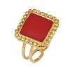 Square 304 Stainless Steel Enamel Finger Rings for Women RJEW-G355-06G-02-4