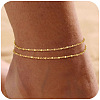 Brass Layered Satellite Chain Double Layer Anklets for Women FS-WG032DF-01-1