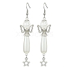 304 Stainless Steel Angel with Star Dangle Earrings EJEW-MZ00225-1