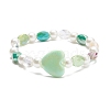 Acrylic Heart & Glass Pearl Beaded Stretch Bracelet for Kids BJEW-JB08391-4