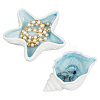  2Pcs 2 Style Ocean-themed Ceramic Jewelry Plate AJEW-NB0005-67-1