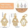  12Pcs 2 Colors Brass Micro Pave Clear Cubic Zirconia Charms ZIRC-NB0001-77-4