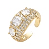 Brass Micro Pave Cubic Zirconia Cuff Open Rings for Women RJEW-L343-13G-03-4