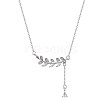 Leaf with Chain Tassel Pendant Necklace NJEW-BB44364-A-1