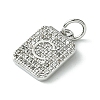 Rack Plating Brass Micro Pave Clear Cubic Zirconia Charms KK-G501-01C-P-2