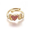 Adjustable Brass Micro Pave Cubic Zirconia Finger Rings RJEW-L086-01-2
