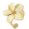 Flower Rack Plating Brass Cuff Rings for Women RJEW-G323-07G-1