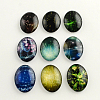 Galaxy Starry Sky Pattern Flatback Oval Glass Cabochons GGLA-R022-25x18-03-1