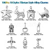 100Pcs 10 Styles Tibetan Style Alloy Charms TIBEP-CJ0002-65-2