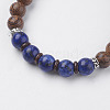 Natural Lava Rock & Wenge Wood Beads & Coconut Stretch Bracelets BJEW-I241-03J-2