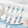 Synthetic Turquoise Beaded Dangle Earrings EJEW-JE05496-2