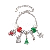 Christmas Theme Glass & Alloy European Beads Bracelets for Women BJEW-JB11198-03-1