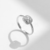 Rhodium Plated 925 Sterling Silver Moissanite Finger Rings for Women WG1C4E3-04-3