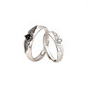 Adjustable Brass Micro Pave Cubic Zirconia Couple Cuff Open Rings WGE4BBC-01-5