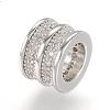 Brass Micro Pave Cubic Zirconia European Beads ZIRC-F062-11P-2