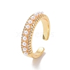 Clear Cubic Zirconia Open Cuff Ring with Acrylic Pearl Beaded RJEW-P032-46G-1