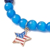 Star with Flag Pattern Alloy Enamel Charm Bracelets for Women Men BJEW-TA00578-3