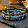 Synthetic Turquoise & Regalite & Coconut Shell Bead Stretch Bracelets Set PW-WG7E5E9-01-3