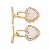 Brass Micro Pave Clear Cubic Zirconia with Shell Toggle Clasps KK-E068-VC170-2