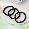 Natural Obsidian Beaded Stretch Bracelets X-BJEW-Q692-12-8mm-1